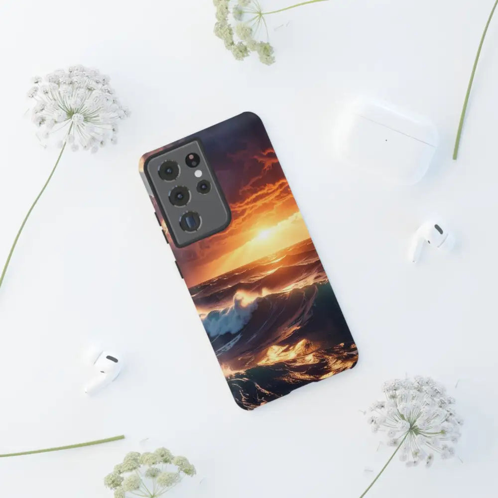 Ocean Sunset Phone Case | Tough Cases Gift for Beach Lovers Gadget Accessories Nature Photography Ocean Theme Phone Case