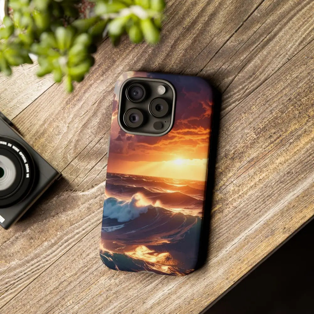 Ocean Sunset Phone Case | Tough Cases Gift for Beach Lovers Gadget Accessories Nature Photography Ocean Theme Phone Case