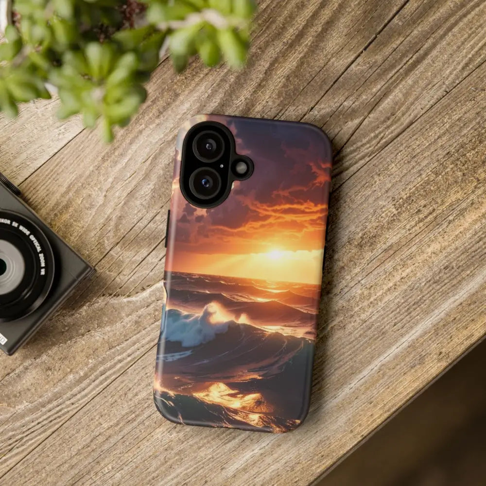 Ocean Sunset Phone Case | Tough Cases Gift for Beach Lovers Gadget Accessories Nature Photography Ocean Theme Phone Case
