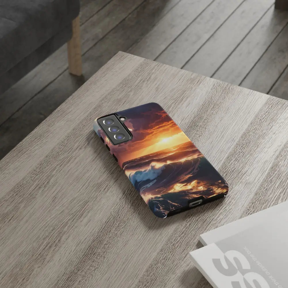 Ocean Sunset Phone Case | Tough Cases Gift for Beach Lovers Gadget Accessories Nature Photography Ocean Theme Phone Case