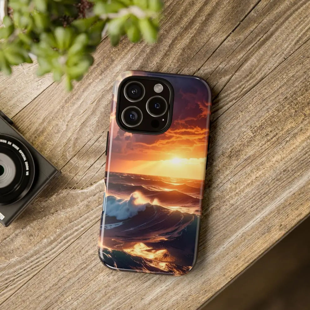 Ocean Sunset Phone Case | Tough Cases Gift for Beach Lovers Gadget Accessories Nature Photography Ocean Theme Phone Case