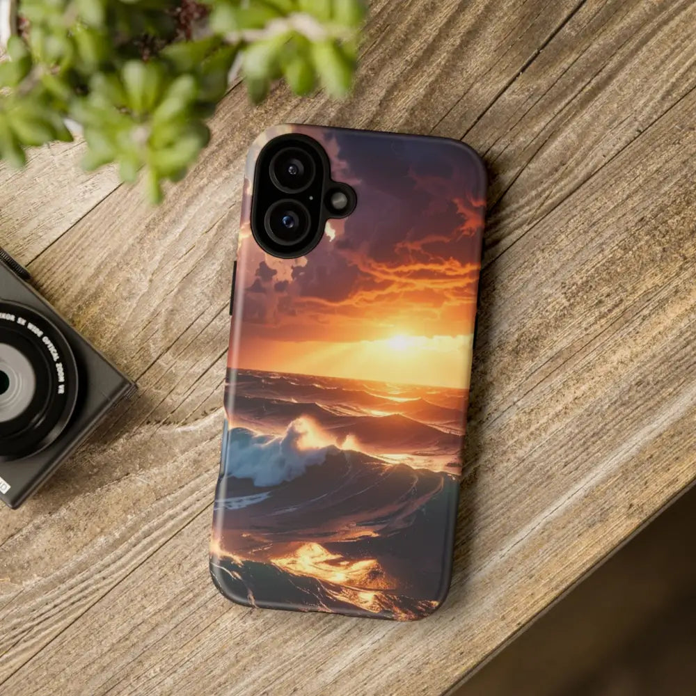 Ocean Sunset Phone Case | Tough Cases Gift for Beach Lovers Gadget Accessories Nature Photography Ocean Theme Phone Case