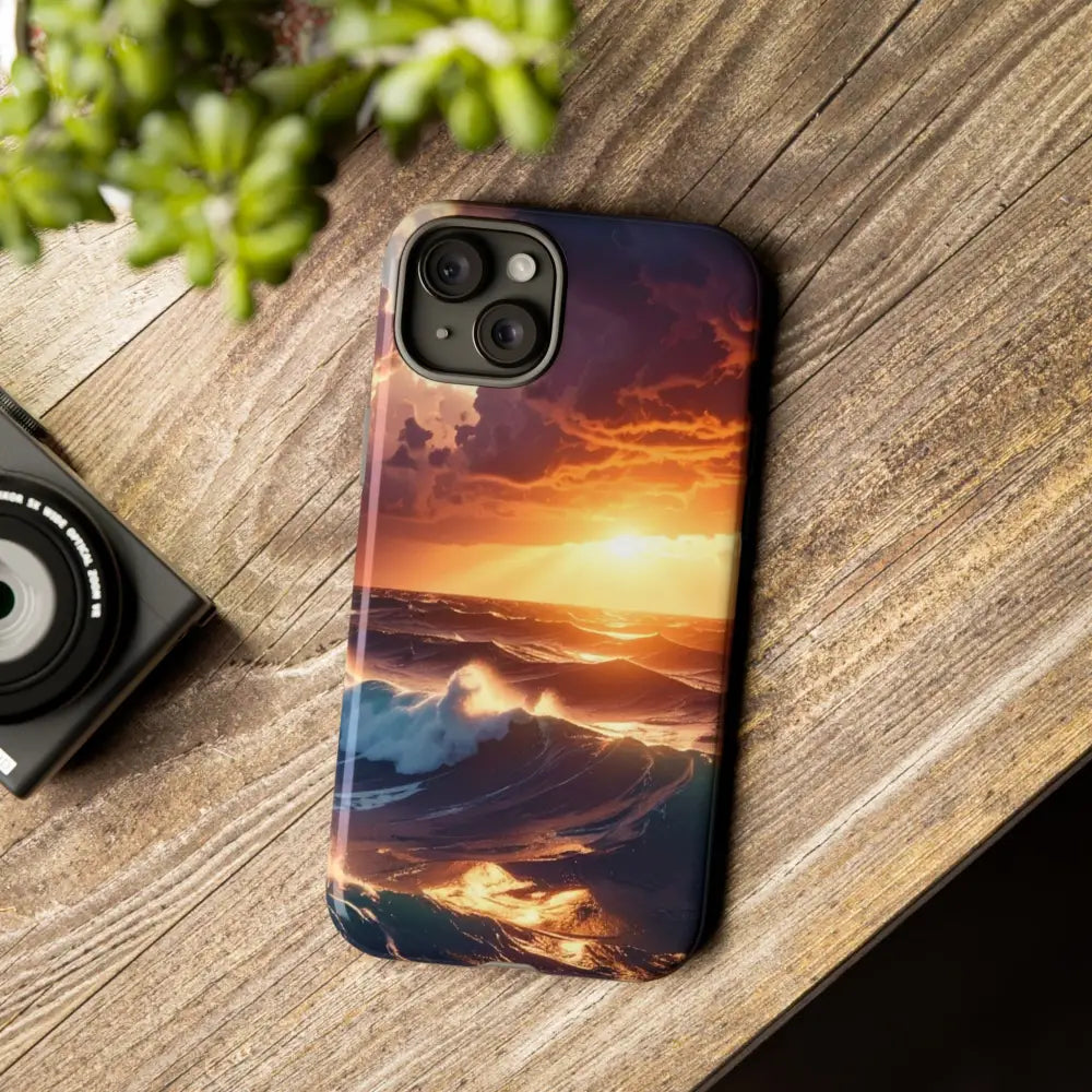 Ocean Sunset Phone Case | Tough Cases Gift for Beach Lovers Gadget Accessories Nature Photography Ocean Theme Phone Case