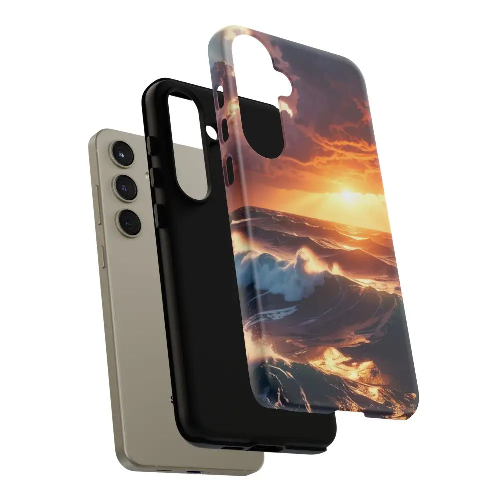 Ocean Sunset Phone Case | Tough Cases Gift for Beach Lovers Gadget Accessories Nature Photography Ocean Theme Phone Case