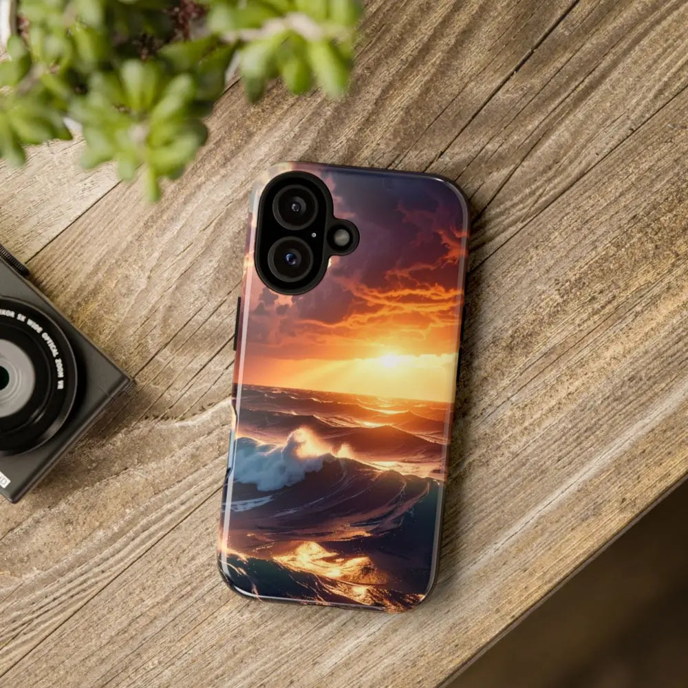 Ocean Sunset Phone Case | Tough Cases Gift for Beach Lovers Gadget Accessories Nature Photography Ocean Theme Phone Case