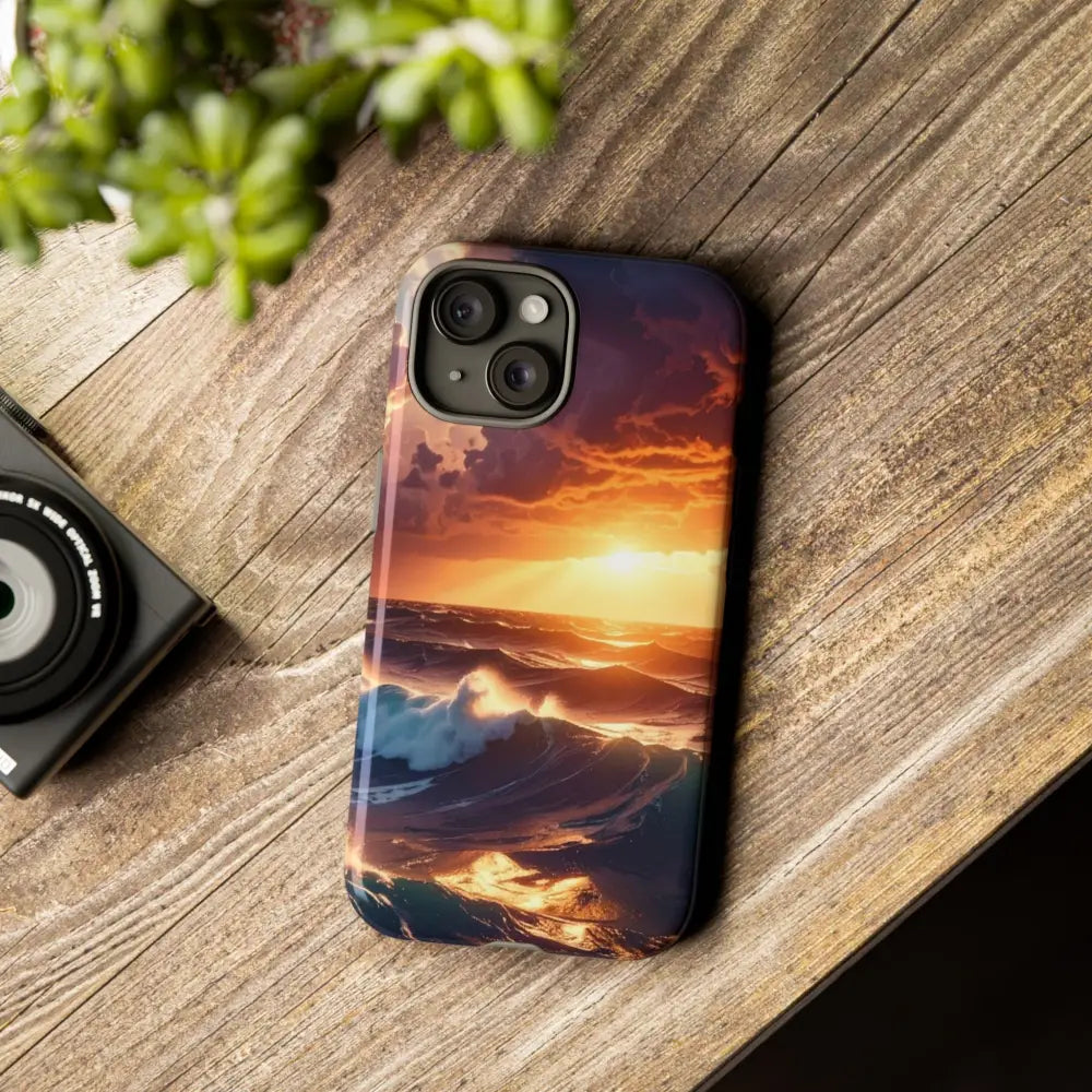 Ocean Sunset Phone Case | Tough Cases Gift for Beach Lovers Gadget Accessories Nature Photography Ocean Theme Phone Case