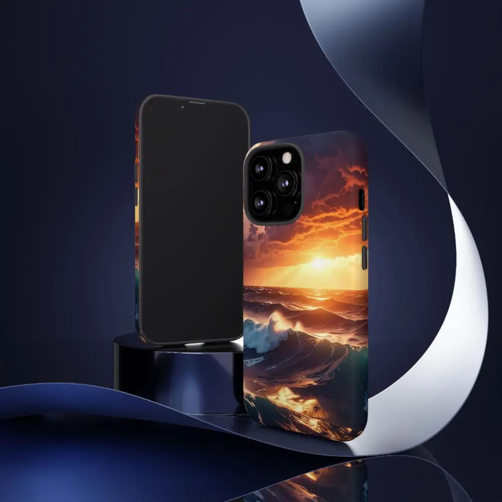 Ocean Sunset Phone Case | Tough Cases Gift for Beach Lovers Gadget Accessories Nature Photography Ocean Theme Phone Case