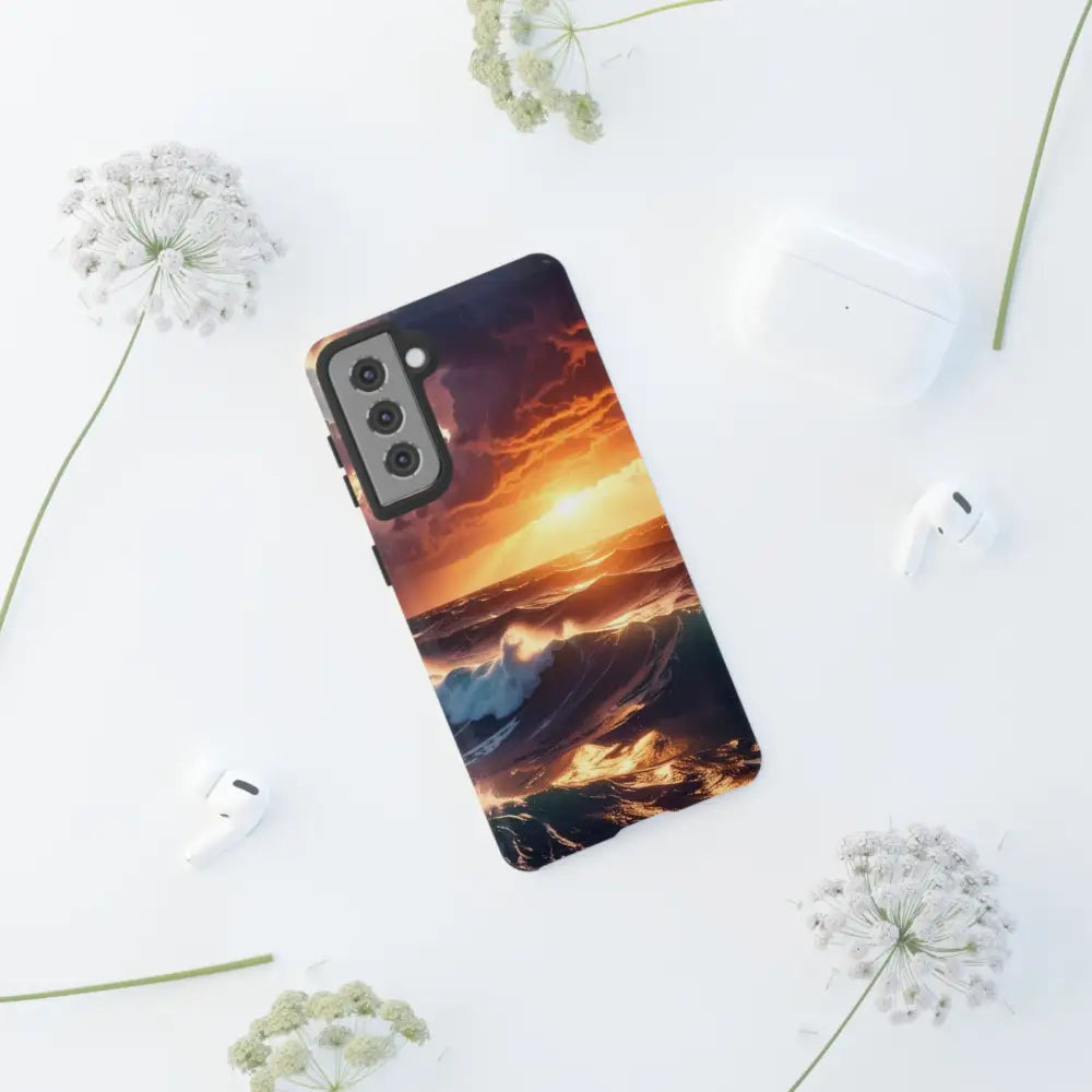 Ocean Sunset Phone Case | Tough Cases Gift for Beach Lovers Gadget Accessories Nature Photography Ocean Theme Phone Case