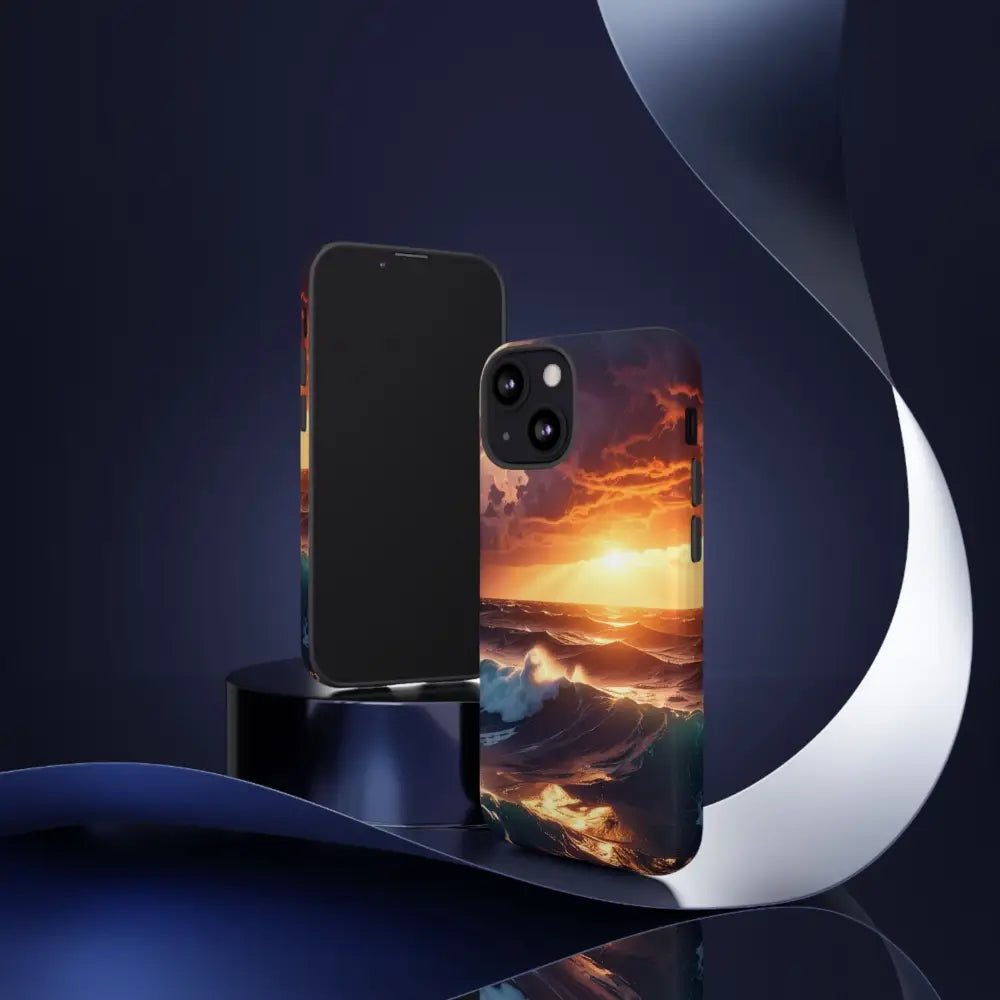 Ocean Sunset Phone Case | Tough Cases Gift for Beach Lovers Gadget Accessories Nature Photography Ocean Theme Phone Case