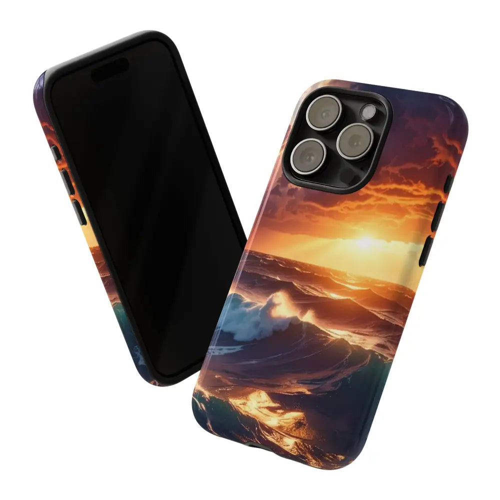 Ocean Sunset Phone Case | Tough Cases Gift for Beach Lovers Gadget Accessories Nature Photography Ocean Theme Phone Case