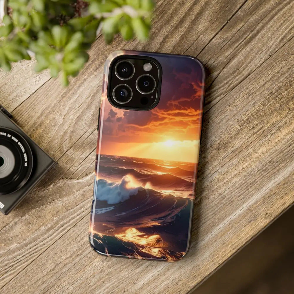 Ocean Sunset Phone Case | Tough Cases Gift for Beach Lovers Gadget Accessories Nature Photography Ocean Theme Phone Case