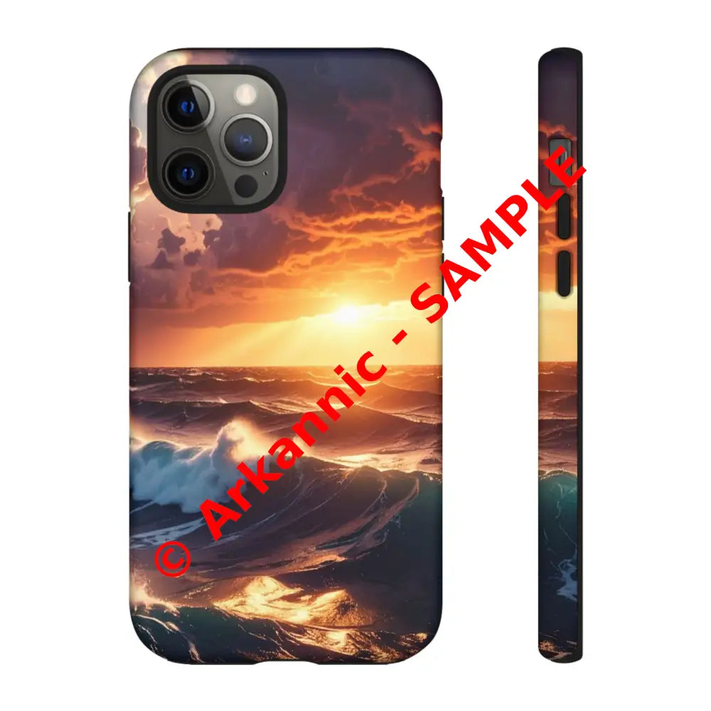 Ocean Sunset Phone Case | Tough Cases Gift for Beach Lovers Gadget Accessories Nature Photography Ocean Theme iPhone 12