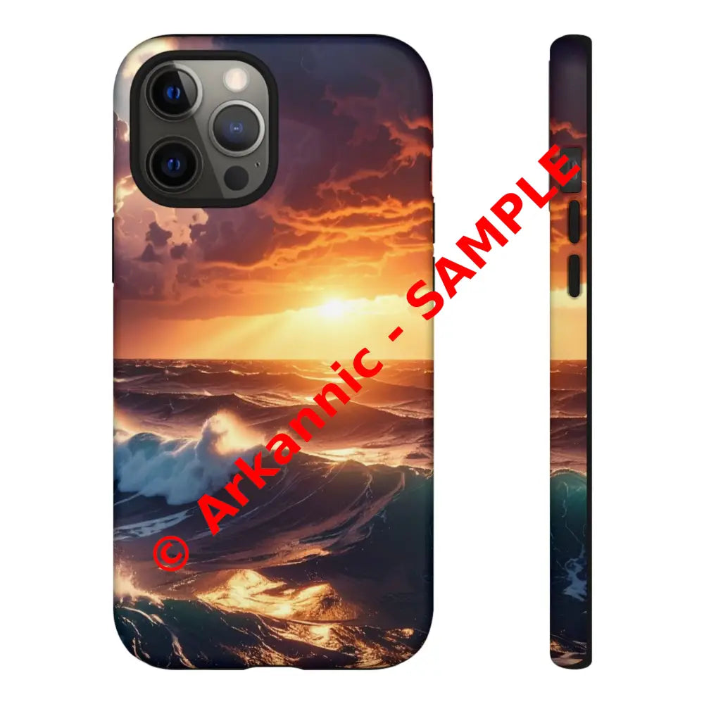 Ocean Sunset Phone Case | Tough Cases Gift for Beach Lovers Gadget Accessories Nature Photography Ocean Theme iPhone 12