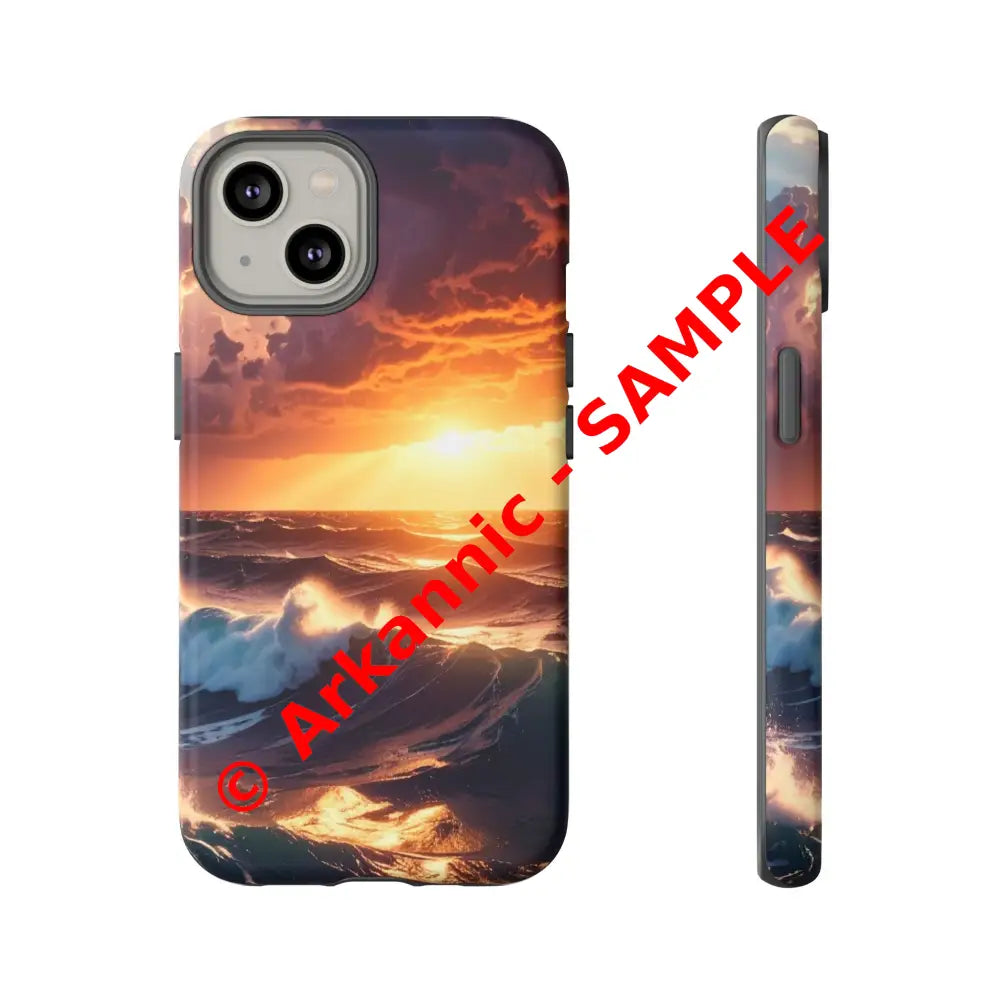 Ocean Sunset Phone Case | Tough Cases Gift for Beach Lovers Gadget Accessories Nature Photography Ocean Theme iPhone 14
