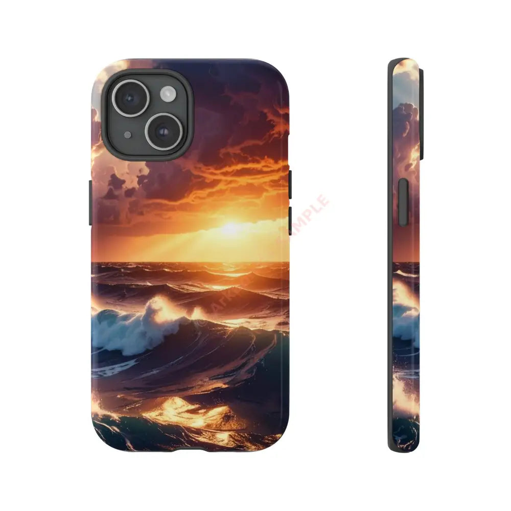 Ocean Sunset Phone Case | Tough Cases Gift for Beach Lovers Gadget Accessories Nature Photography Ocean Theme iPhone 15