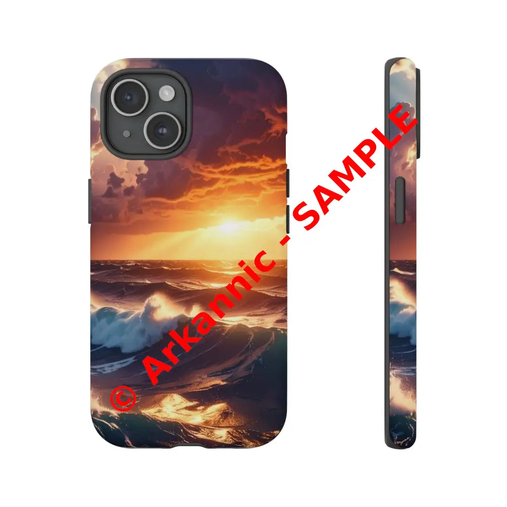 Ocean Sunset Phone Case | Tough Cases Gift for Beach Lovers Gadget Accessories Nature Photography Ocean Theme iPhone 15