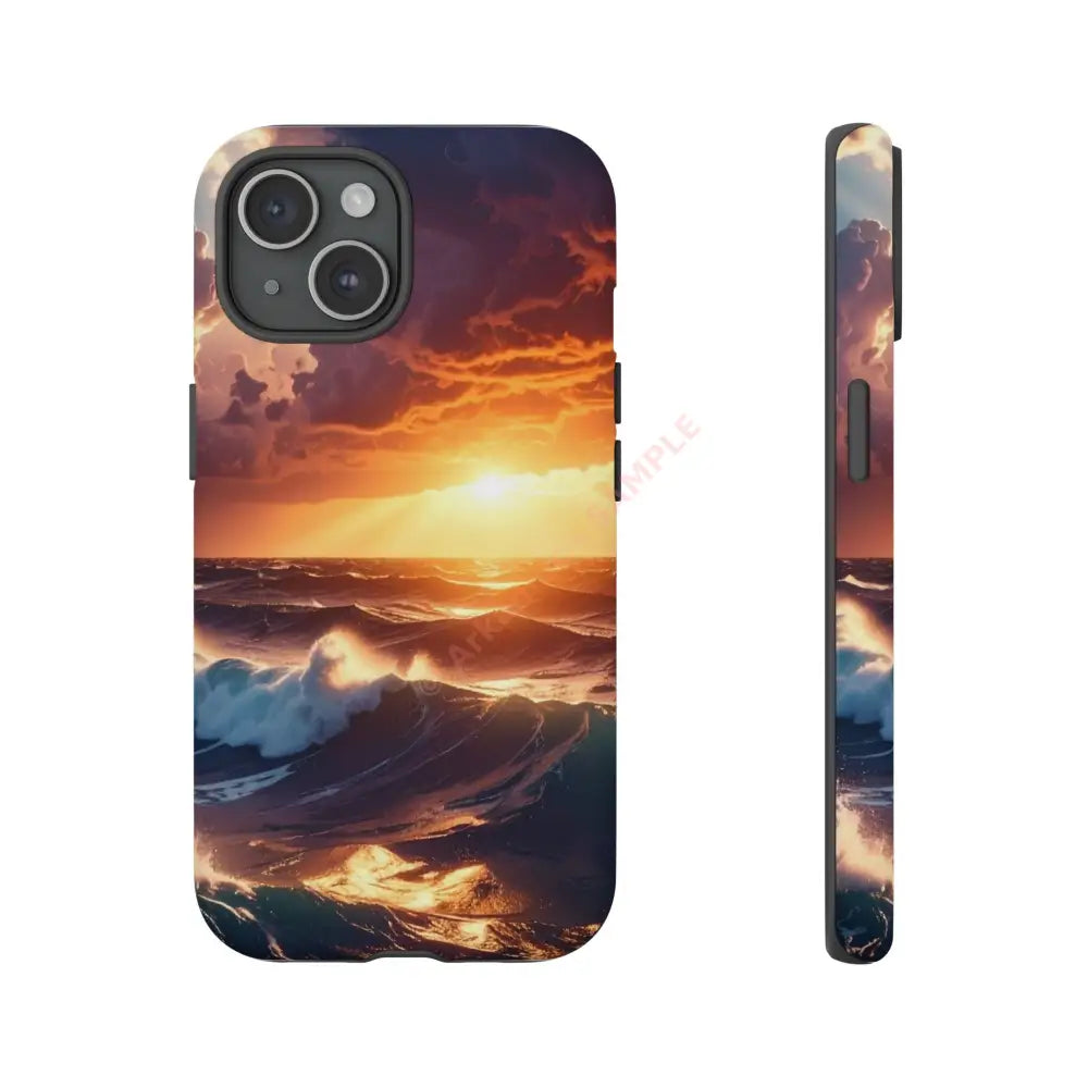Ocean Sunset Phone Case | Tough Cases Gift for Beach Lovers Gadget Accessories Nature Photography Ocean Theme iPhone 15
