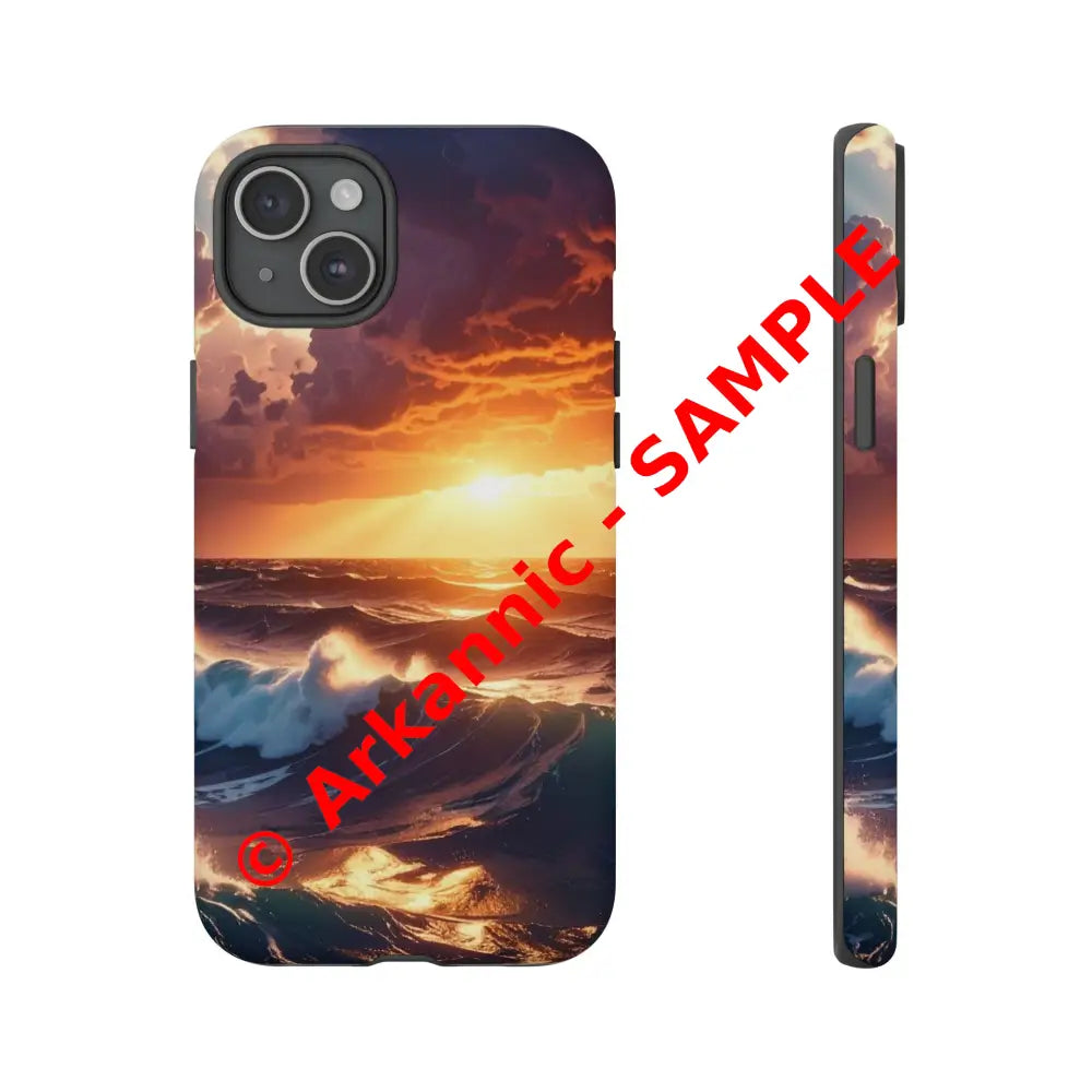 Ocean Sunset Phone Case | Tough Cases Gift for Beach Lovers Gadget Accessories Nature Photography Ocean Theme iPhone 15