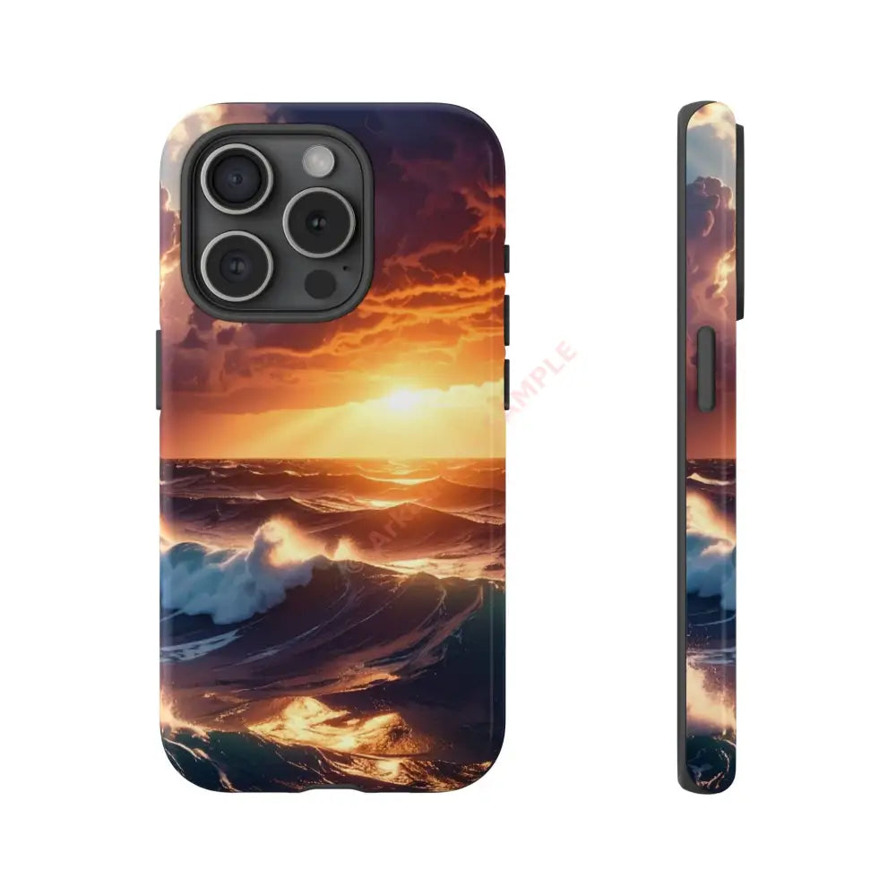 Ocean Sunset Phone Case | Tough Cases Gift for Beach Lovers Gadget Accessories Nature Photography Ocean Theme iPhone 15
