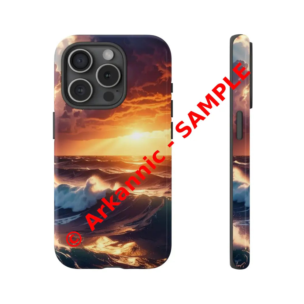 Ocean Sunset Phone Case | Tough Cases Gift for Beach Lovers Gadget Accessories Nature Photography Ocean Theme iPhone 15