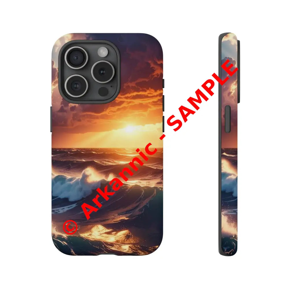 Ocean Sunset Phone Case | Tough Cases Gift for Beach Lovers Gadget Accessories Nature Photography Ocean Theme iPhone 15