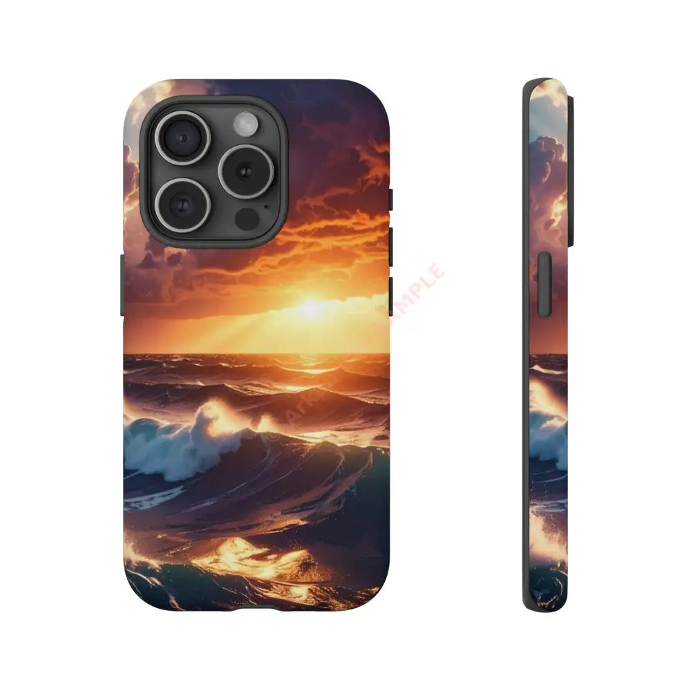 Ocean Sunset Phone Case | Tough Cases Gift for Beach Lovers Gadget Accessories Nature Photography Ocean Theme iPhone 15