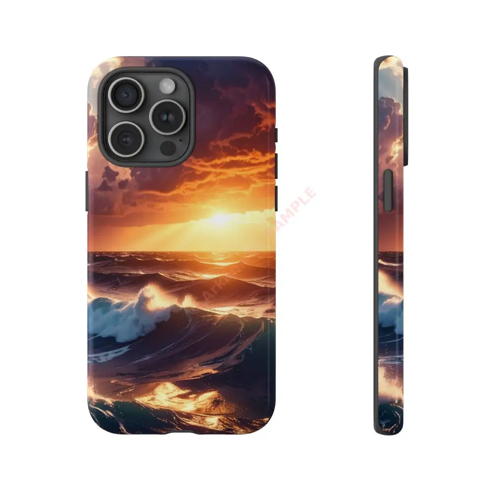 Ocean Sunset Phone Case | Tough Cases Gift for Beach Lovers Gadget Accessories Nature Photography Ocean Theme iPhone 15