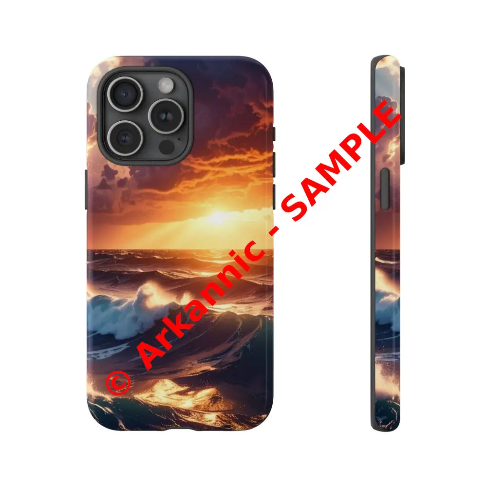 Ocean Sunset Phone Case | Tough Cases Gift for Beach Lovers Gadget Accessories Nature Photography Ocean Theme iPhone 15