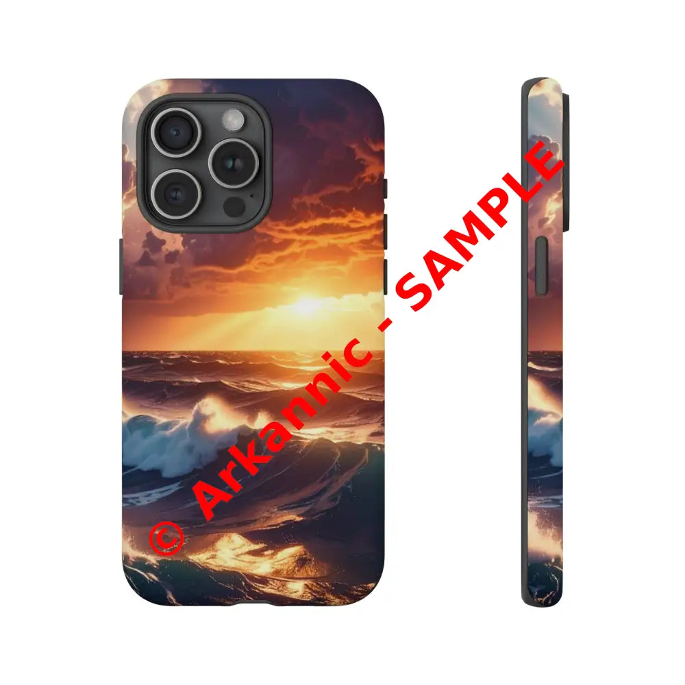 Ocean Sunset Phone Case | Tough Cases Gift for Beach Lovers Gadget Accessories Nature Photography Ocean Theme iPhone 15