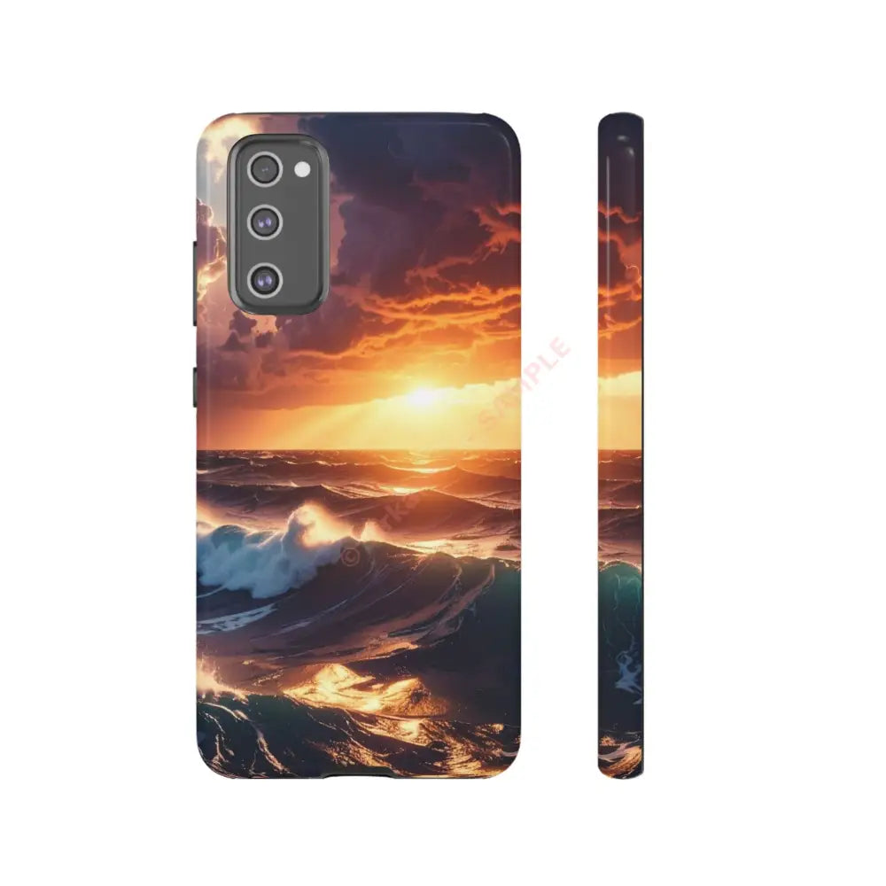 Ocean Sunset Phone Case | Tough Cases Gift for Beach Lovers Gadget Accessories Nature Photography Ocean Theme Samsung