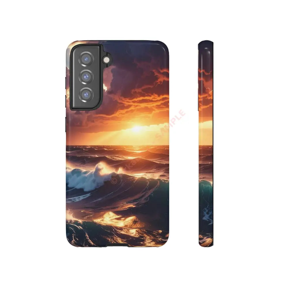 Ocean Sunset Phone Case | Tough Cases Gift for Beach Lovers Gadget Accessories Nature Photography Ocean Theme Samsung