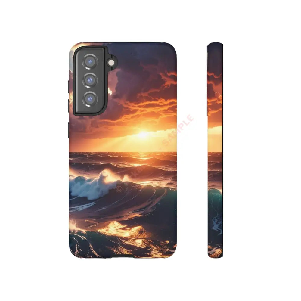 Ocean Sunset Phone Case | Tough Cases Gift for Beach Lovers Gadget Accessories Nature Photography Ocean Theme Samsung