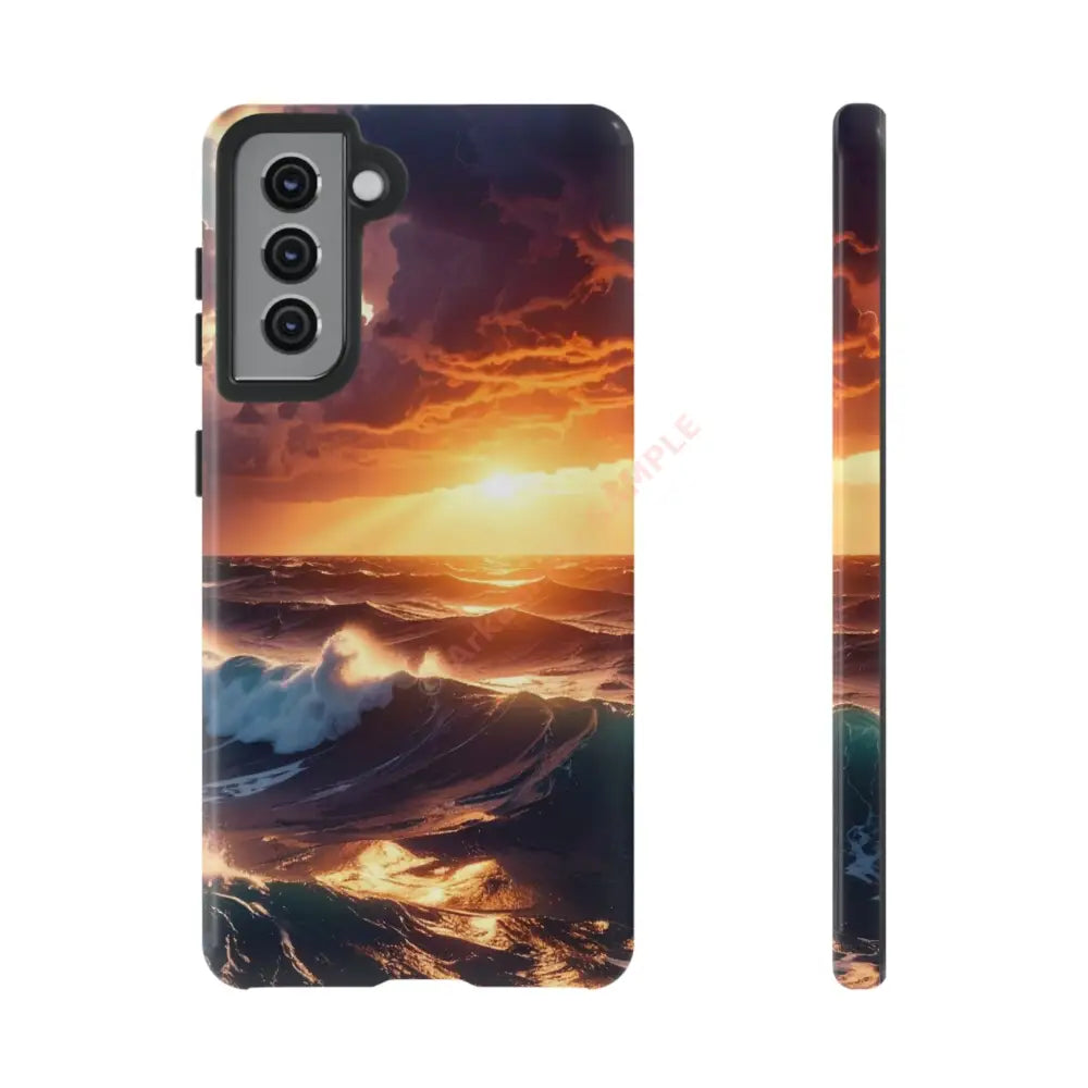 Ocean Sunset Phone Case | Tough Cases Gift for Beach Lovers Gadget Accessories Nature Photography Ocean Theme Samsung