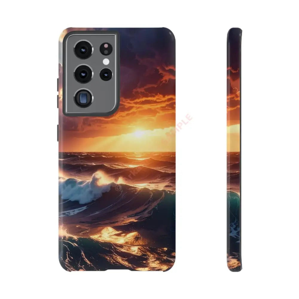 Ocean Sunset Phone Case | Tough Cases Gift for Beach Lovers Gadget Accessories Nature Photography Ocean Theme Samsung