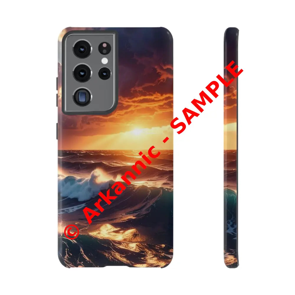 Ocean Sunset Phone Case | Tough Cases Gift for Beach Lovers Gadget Accessories Nature Photography Ocean Theme Samsung