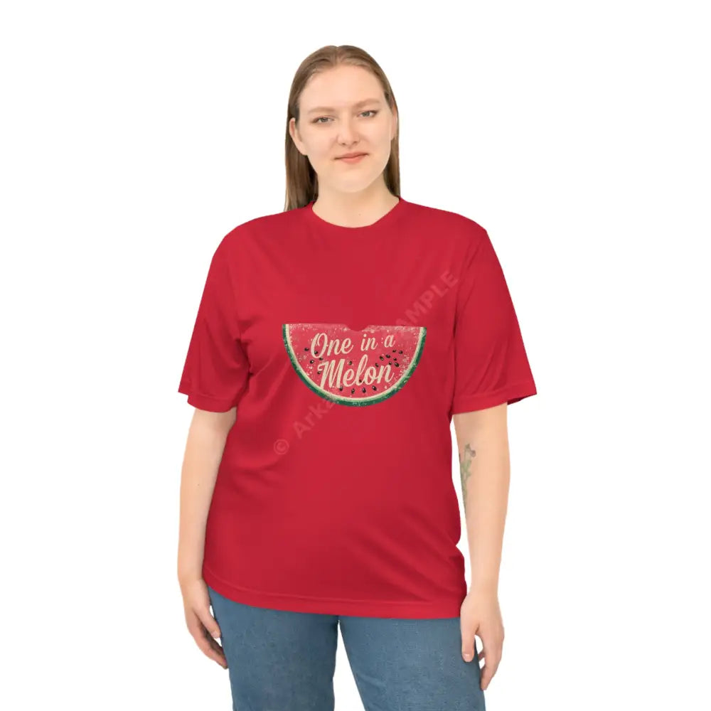 One in a Melon Unisex Performance T-shirt | Funny Summer Tee Fruit Theme Gift Casual Wear Birthday Beach Outing T-Shirt