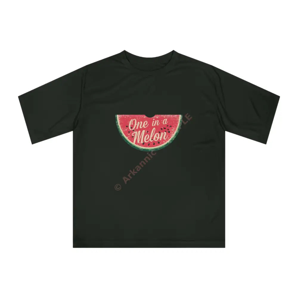 One in a Melon Unisex Performance T-shirt | Funny Summer Tee Fruit Theme Gift Casual Wear Birthday Beach Outing Black