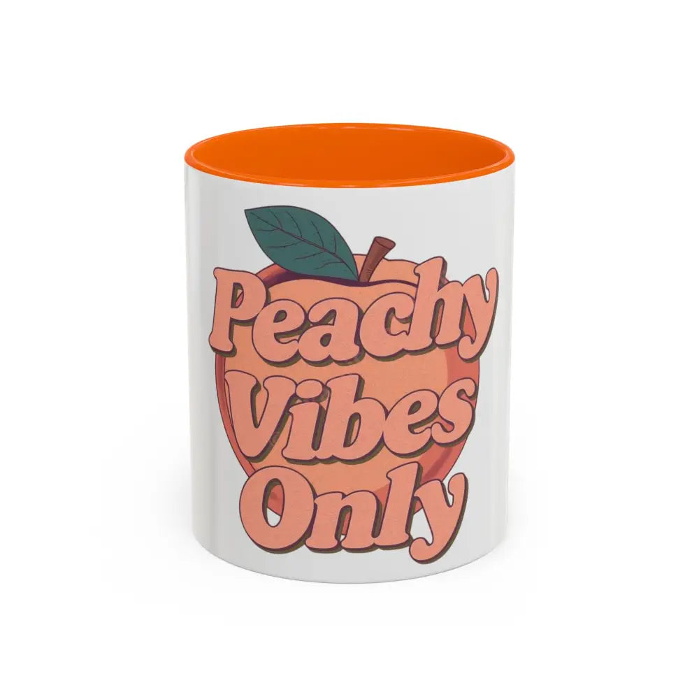 Peachy Vibes Only Coffee Mug | Positive Retro Peach Design | Cute Gift for Coffee Lovers 11oz / Orange Mug