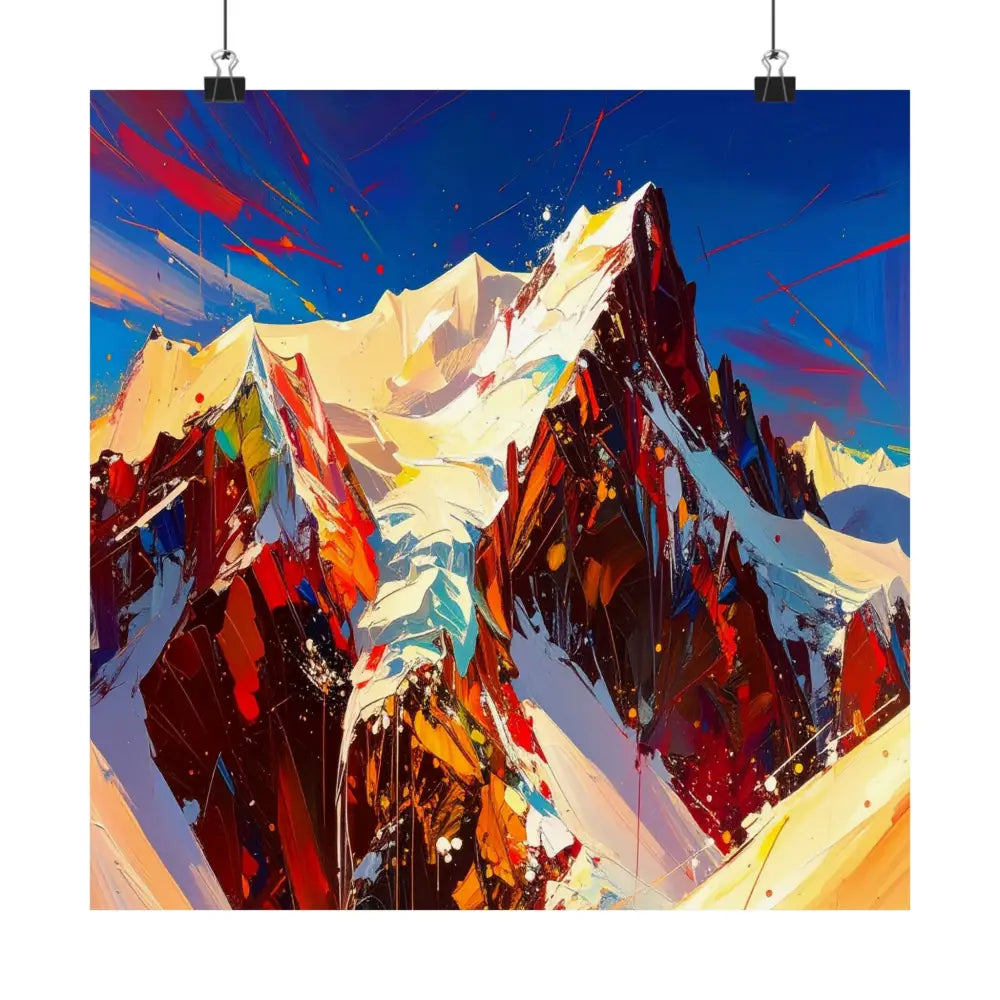 Peaks of Passion: Abstract Mountain Landscape Explosive Color Expressionism Poster Poster