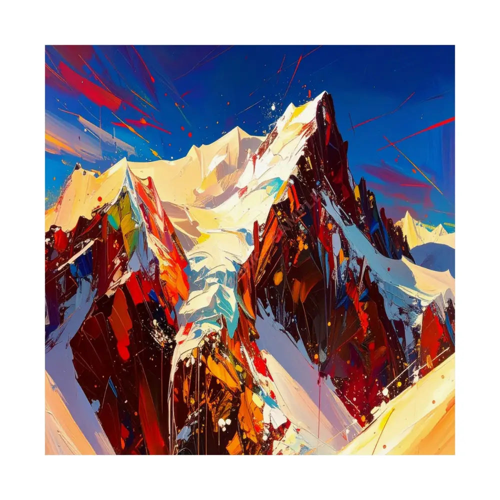 Peaks of Passion: Abstract Mountain Landscape Explosive Color Expressionism Poster 14’’ x 14’’ Poster