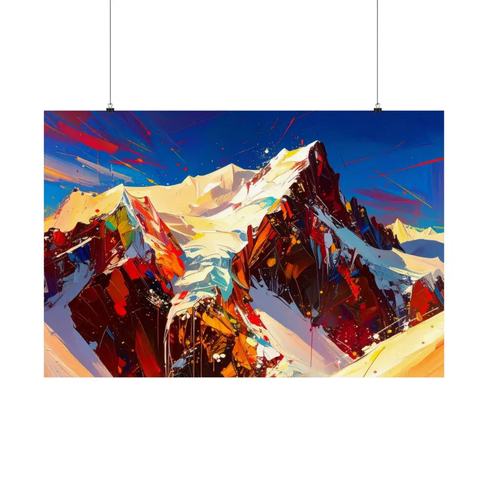 Peaks of Passion: Abstract Mountain Landscape Explosive Color Expressionism Poster Poster