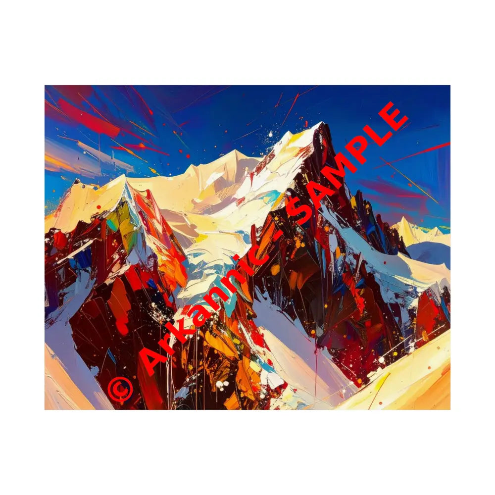 Peaks of Passion: Abstract Mountain Landscape Explosive Color Expressionism Poster 20″ x 16″ Poster