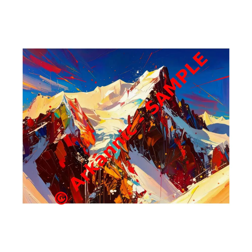 Peaks of Passion: Abstract Mountain Landscape Explosive Color Expressionism Poster 24″ x 18″ Poster