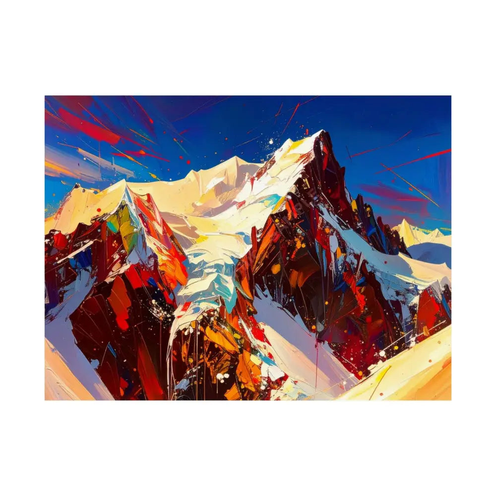 Peaks of Passion: Abstract Mountain Landscape Explosive Color Expressionism Poster 24″ x 18″ Poster