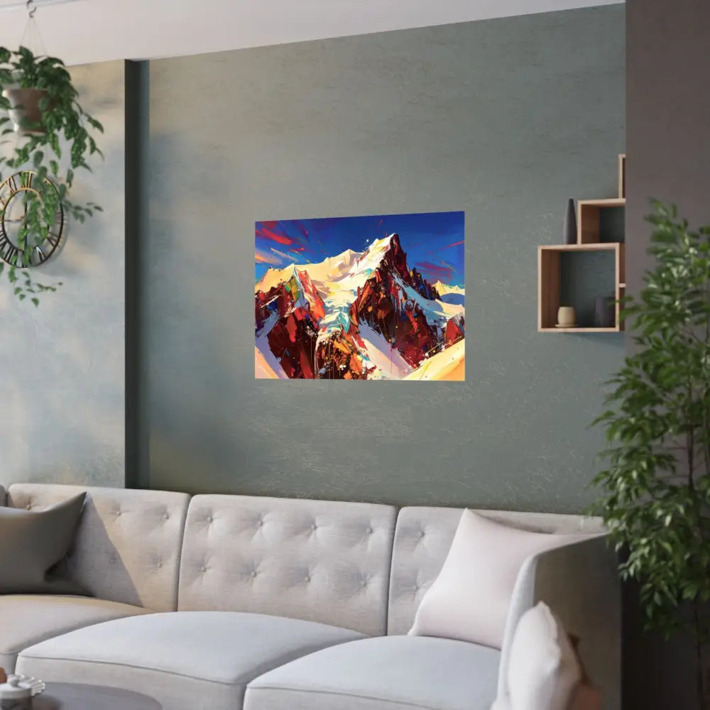 Peaks of Passion: Abstract Mountain Landscape Explosive Color Expressionism Poster Poster