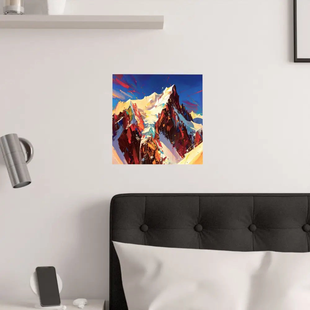 Peaks of Passion: Abstract Mountain Landscape Explosive Color Expressionism Poster Poster