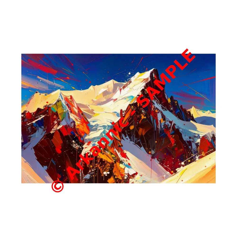 Peaks of Passion: Abstract Mountain Landscape Explosive Color Expressionism Poster 36″ x 24″ Poster