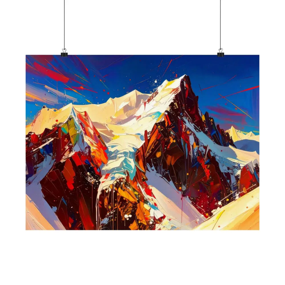 Peaks of Passion: Abstract Mountain Landscape Explosive Color Expressionism Poster Poster