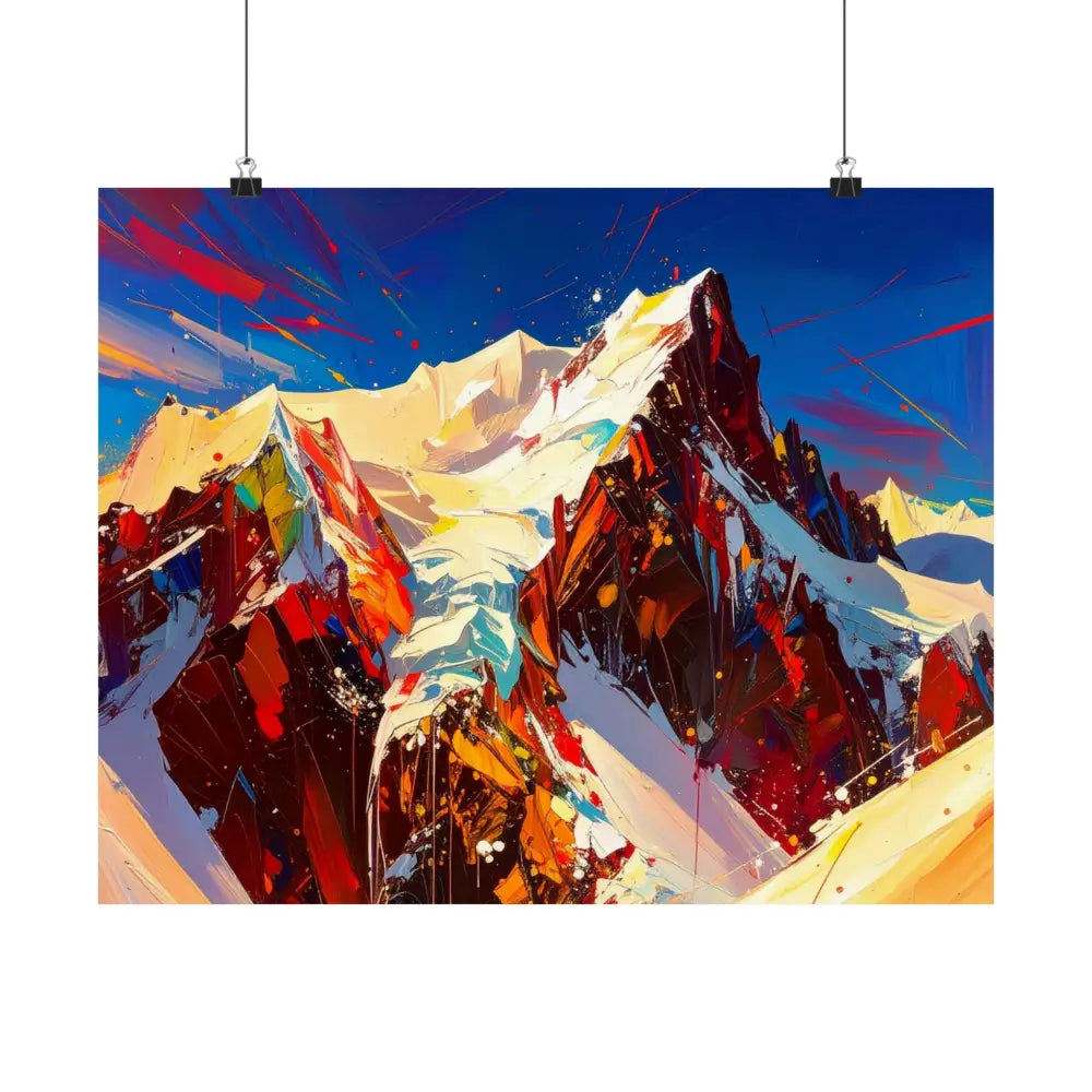 Peaks of Passion: Abstract Mountain Landscape Explosive Color Expressionism Poster Poster