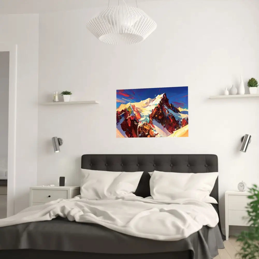 Peaks of Passion: Abstract Mountain Landscape Explosive Color Expressionism Poster Poster